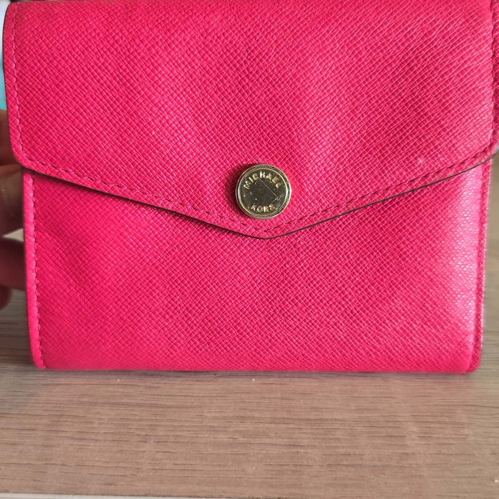 Michael Kors Pink And White Color Block Wallet